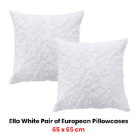 Bianca Pair of Ella White European Pillowcases 65 x 65cm thumbnail