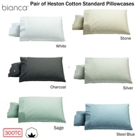 Bianca Pair of Heston Cotton Percale King Pillowcases Charcoal thumbnail