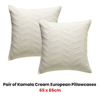 Bianca Pair of Kamala Cream European Pillowcases thumbnail