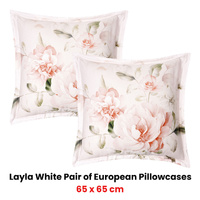Bianca Pair of Layla White European Pillowcases 65 x 65cm thumbnail