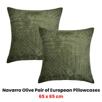 Bianca Pair of Navarro Olive European Pillowcases 65 x 65cm thumbnail