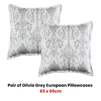 Bianca Pair of Olivia Grey European Pillowcases thumbnail
