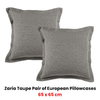 Bianca Pair of Zaria Taupe European Pillowcases 65 x 65cm thumbnail