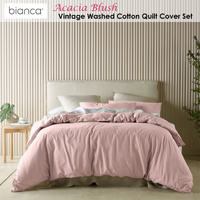Bianca Acacia Blush Vintage Washed Cotton Quilt Cover Set Super King thumbnail
