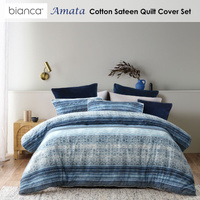 Bianca Amata Blue Cotton Sateen Quilt Cover Set King thumbnail