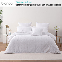 Bianca Cosmo White Soft Chenille Geometric Quilt Cover Set Super King thumbnail