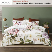 Bianca Minette White Cotton Sateen Quilt Cover Set Queen thumbnail