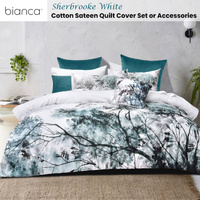 Bianca Sherbrooke White Cotton Sateen Quilt Cover Set Super King thumbnail