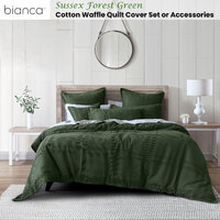 Bianca Sussex Forest Green Cotton Waffle Quilt Cover Set Queen thumbnail