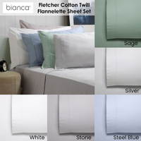 Bianca Fletcher Flannelette Cotton Sheet Set White Split King thumbnail