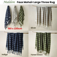 Bianca Maldon Faux Mohair Large Throw Rug 150 x 220 cm Indigo thumbnail