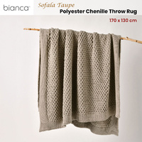 Bianca Sofala Taupe Polyester Chenille Throw Rug 130 x 170 cm thumbnail