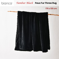 Bianca Tambar Black Faux Fur Throw Rug 130 x 170 cm thumbnail