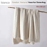 Bianca Tambar Natural Faux Fur Throw Rug 130 x 170 cm thumbnail