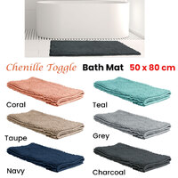 Chenille Toggle Bath Mat 50 x 80cm Navy thumbnail