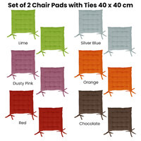 Set of 2 Chair Pads with Ties 40 x 40 cm Silver Blue thumbnail