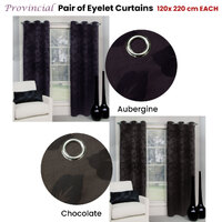 Belmondo Provincial Pair of Eyelet unlined Jacquard Curtains 120 x 220cm each Aubergine thumbnail