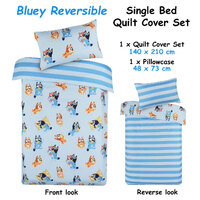 Bluey Bingo Reversible Striped Licensed Quilt Cover Set Single thumbnail