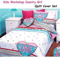 Kids Workshop Country Girl Quilt Cover Set Single thumbnail