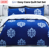 225TC Geo Damask Cotton Rich Easy Care Quilt Cover Set King thumbnail