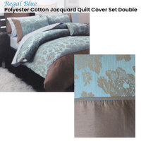 Regal Blue Polyester Cotton Jacquard Quilt Cover Set Double thumbnail