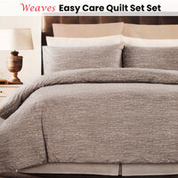 Weaves Coffee Easy Care Quilt Cover Set King thumbnail