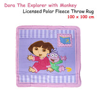Caprice Polar Fleece Throw Rug Dora Explorer with Monkey 100 x 100 cm thumbnail