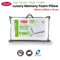 Easyrest Side Sleeper High Profile Luxury Memory Foam Pillow 65 x 40 + 12cm BONUS removable Cover thumbnail
