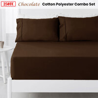 Hotel Living 250TC Chocolate Cotton Rich Combo Set Queen 38cm thumbnail