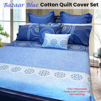 Hotel Living Bazaar Quilt Cover Set BLUE - Queen thumbnail