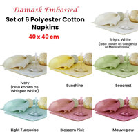Set of 6 Damask Embossed Polyester Cotton Napkins Mauveglow 40 x 40cm thumbnail