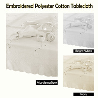Embroidered Tablecloth - 150x225cm Oblong BRIGHT WHITE thumbnail