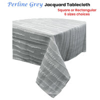Perline Grey Jacquard Polyester Tablecloth 160 x 270cm thumbnail