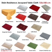 Jacquard Table Cloth Roses Latte 135 x 180cm Rectangle thumbnail