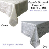 Royale Damask Table Cloth Cream 160 x 270 cm thumbnail