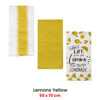 Home Oasis Set of 3 Printed Cotton Rich Tea Towels 50 x 70 cm Lemons Yellow thumbnail