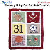 Sports Embroidered Nursery Baby Blanket/Coverlet 91 x 114 cm thumbnail