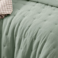 Vintage Design Homewares 3 Piece Hugo Cotton Gauze Quilted Comforter Set Sage Queen thumbnail