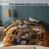 Accessorize Markle Washed Cotton Printed 3 Piece Comforter Set Queen thumbnail