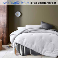Accessorize Soho Waffle White 3 Piece Comforter Set Queen thumbnail