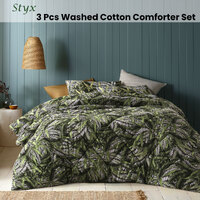Accessorize Styx Washed Cotton Printed 3 Piece Comforter Set Queen thumbnail
