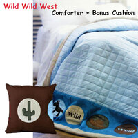 Happy Kids Wild Wild West Blue Embroidered Comforter with Bonus Cushion thumbnail