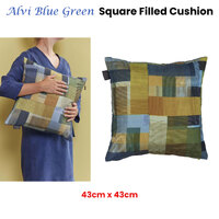 Bedding House Alvi Blue Green Square Filled Cushion 43cm x 43cm thumbnail