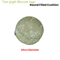 Bedding House Van Gogh Blossom Sage Round Filled Cushion 40cm Diameter thumbnail