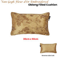 Bedding House Van Gogh Fleur d'Or Embroidered Oblong Filled Cushion 30cm x 50cm thumbnail