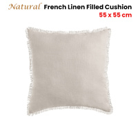 Vintage Design Homewares Natural French Linen Filled Cushion Square - 55cm x 55cm thumbnail