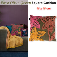 Bedding House Posy Olive Green Filled Square Cushion thumbnail