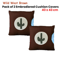 Pack of 2 Wild West Embroidered Cushion Covers 43 x 43 cm thumbnail