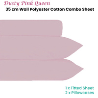 Plain Dyed Polyester Cotton Combo Set Dusty Pink Queen thumbnail