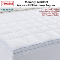 Cloudland 750GSM Memory Resistant Microball Fill Mattress Topper Single thumbnail
